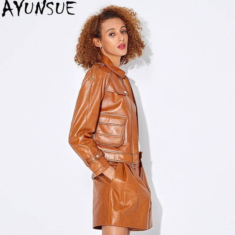 AYUNSUE 100% pelle di pecora vera pelle giacca donna nero cappotto da moto giacche da donna primavera autunno vestiti slim onderdelenха Жiichtха Ж Dön Döncud