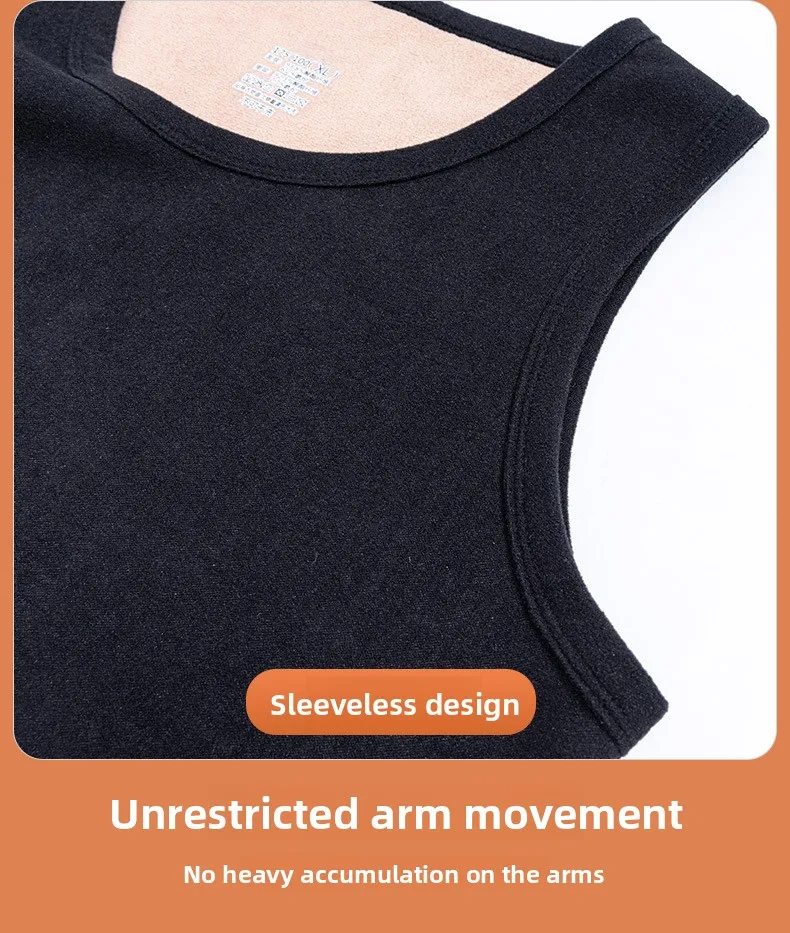 Herren Thermoweste, Fleece-gefüttert, Winter-Wärme, ärmelloses Tanktop, dick, dehnbar, einfarbig, Thermo-Unterwäsche, Basisschicht, Übergröße 8XL 7XL – Detail 17