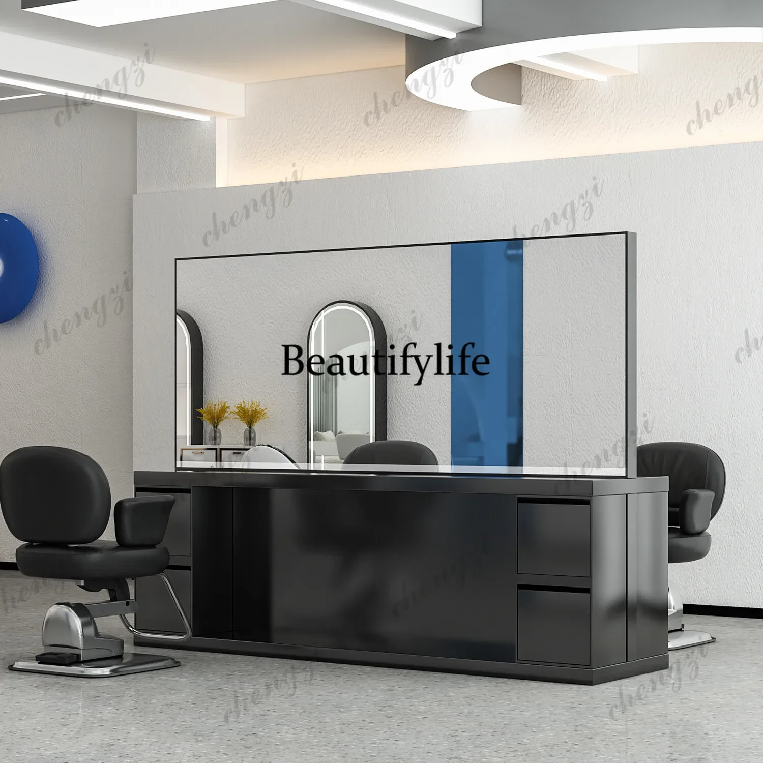 Asmt114New model, mirror table for hair salon, barber shop, mirror with cabinet.