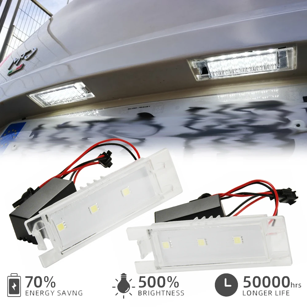 

2Pcs Canbus LED License Plate Tag Warning Lamp for Fiat Tipo Seicento Ritmo Multipla Marea Linea Grande Punto Egea 500L 500X 600