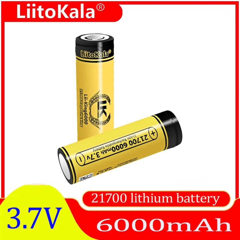 Original LiitoKala King6000 3.7V 21700 6000mAh high-capacity lithium battery, for portable projectors and power battery packs