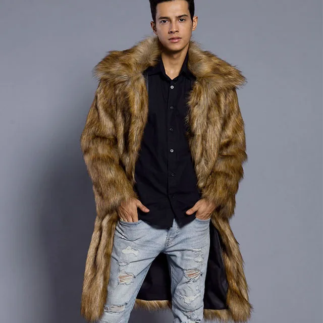 Faux Fluffy faux coat with fur men With Great Price