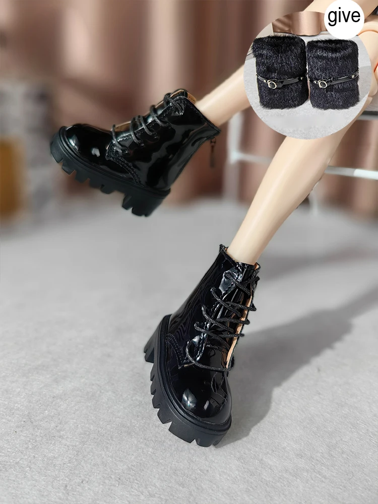 D09-P309 children handmade toy   1/4 cd3 fc gl mdd BJD Doll shoes white black Woolen boots 1pair