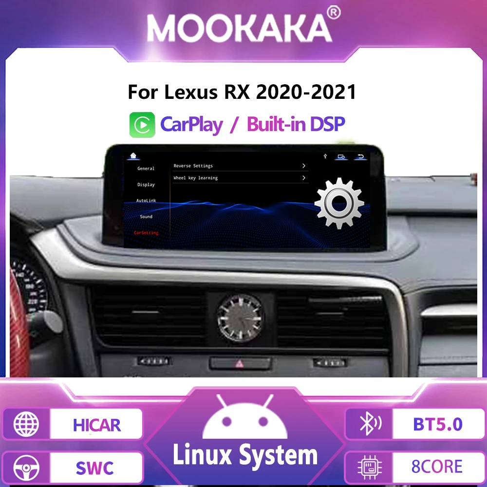 Wireless Carplay 12.3 Inch  Linux For Lexus RX 2020-2021 Car Radio Android Auto Stereo Multimedia Video Player Navigation GPS BT
