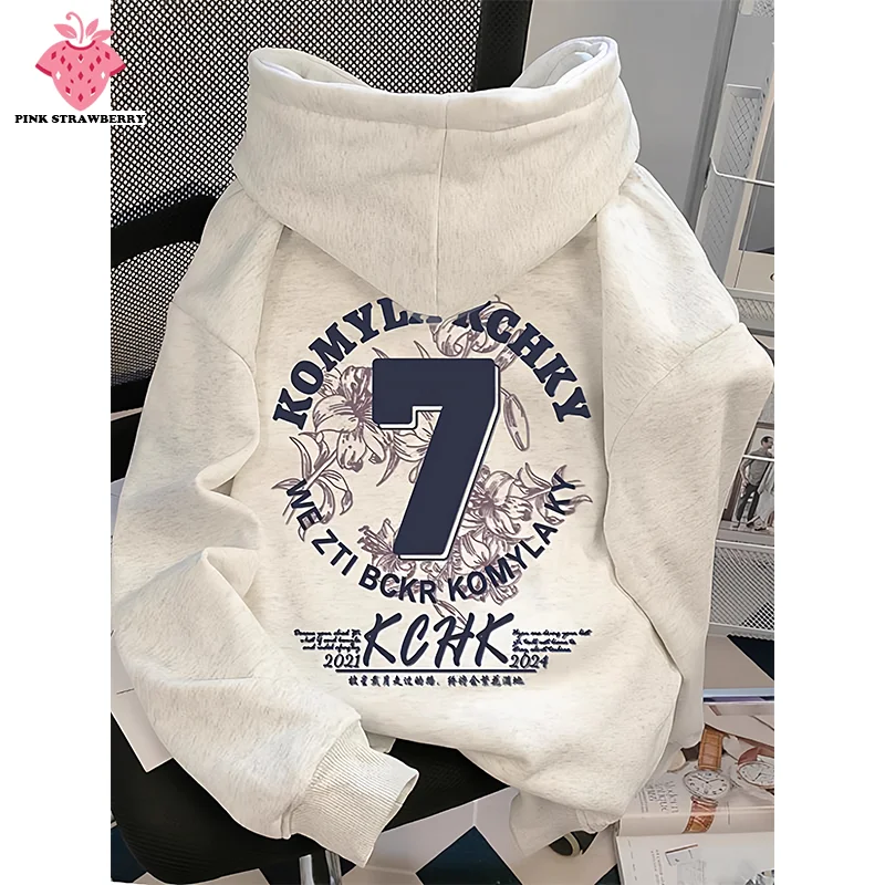 

American style Letter Print Hooded Hoodie Men Women Autumn Winter 2025 New Loose Casual Y2K Tops Youth Cotton Warm Sweatshirt