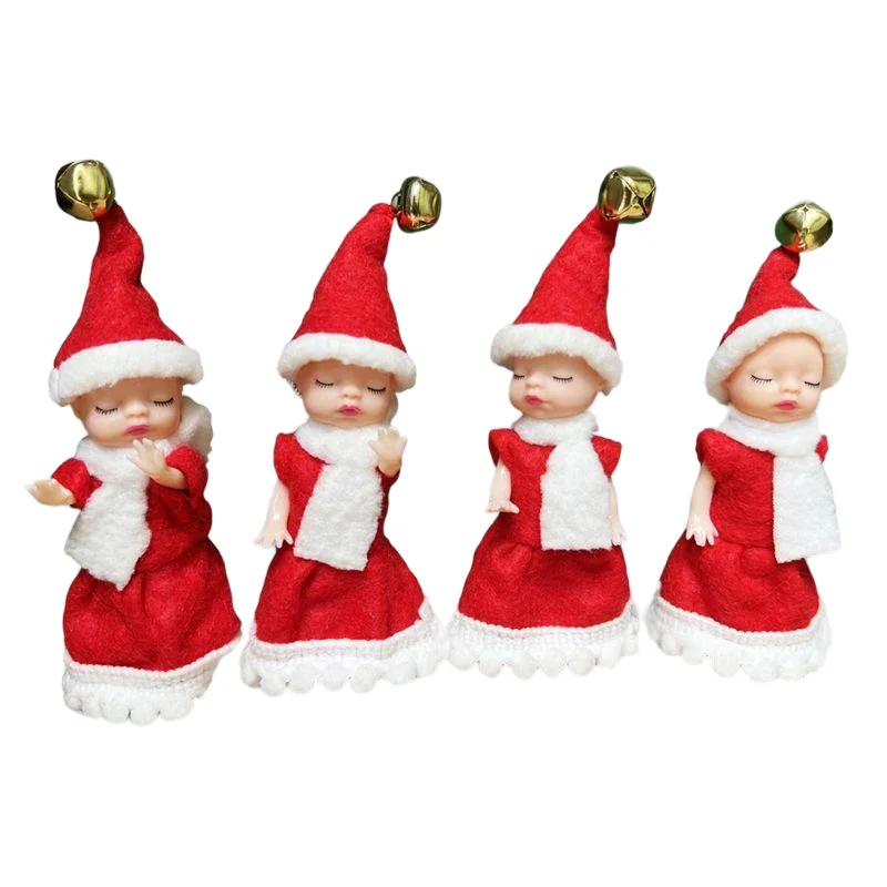 

Kawaii Items 4 Pieces / Lot Christmas Baby Dolls 5 Inch Figures Holiday Ornaments Tree Hangings Fast Shipping Decoration DIY