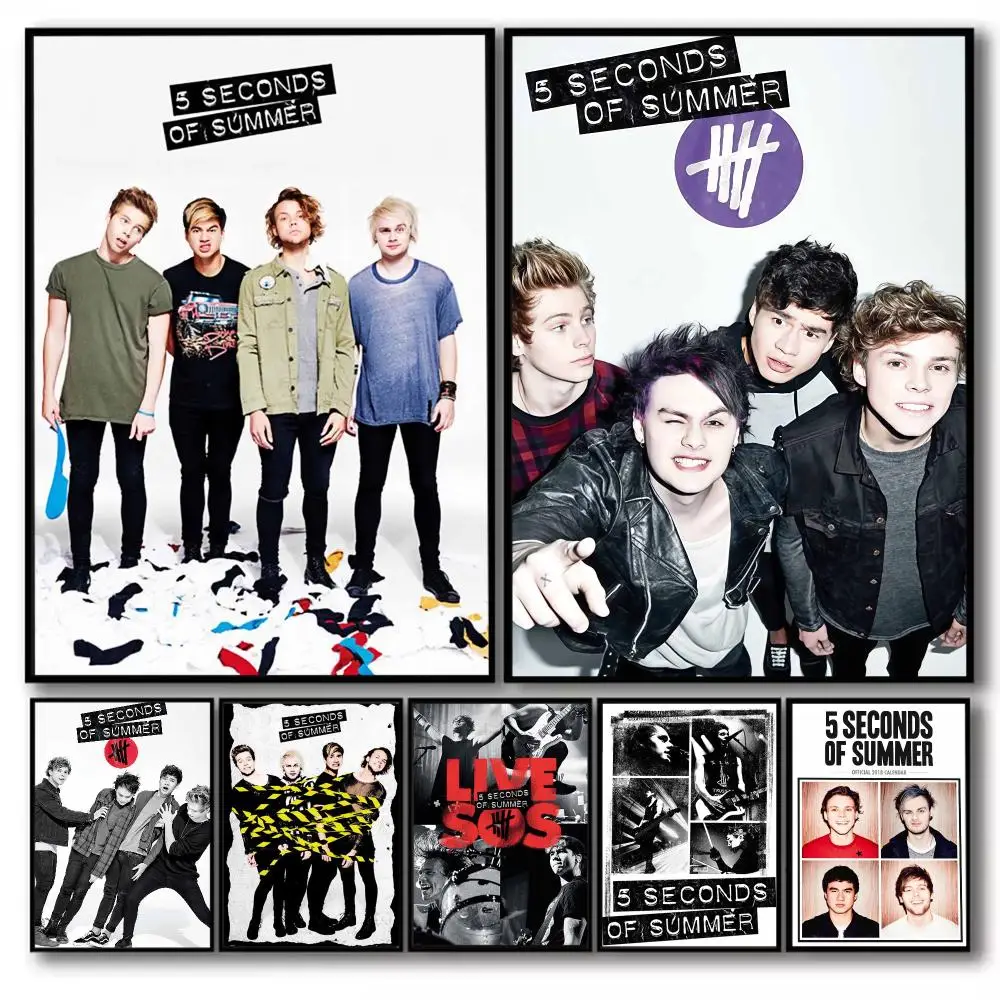 Pop Rock 5 S-Seconds of Summer Poster PP Wall Decor Posters Celebrity Music Art Prints Bedroom Office Gift