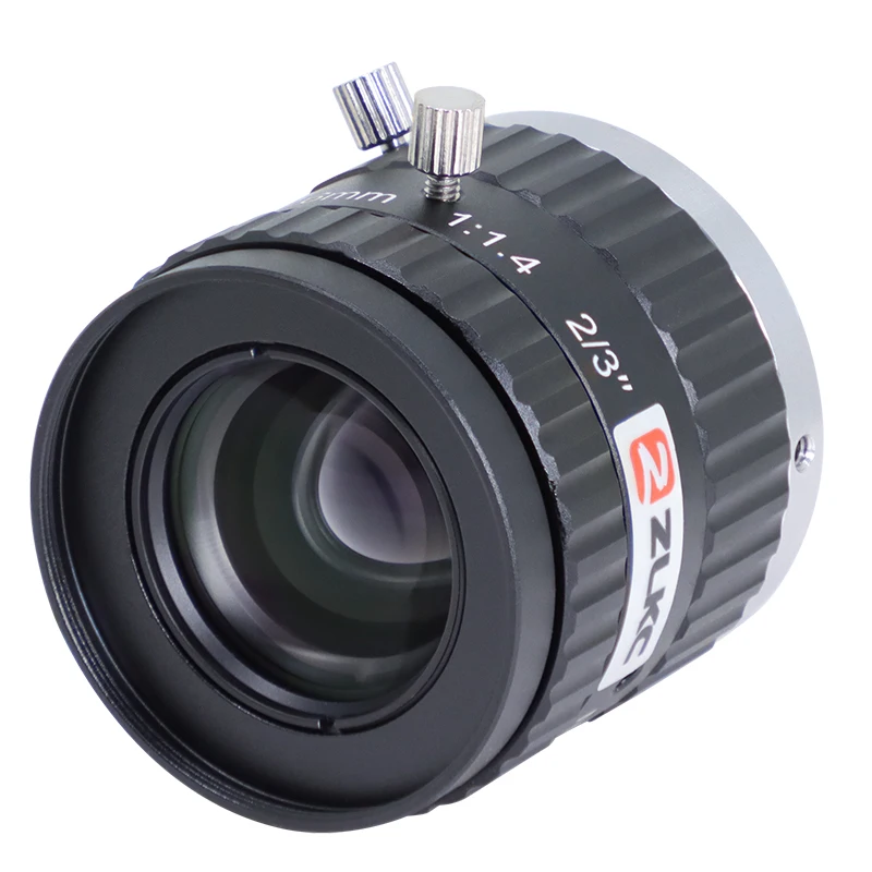 ZLKC F1.4 Obiektyw przemysłowy 16 mm Stała ostrość 2/3'' C Mount Lente 5MP FA Kamery CCTV Obiektywy o wysokim kontraście do wizji maszynowej