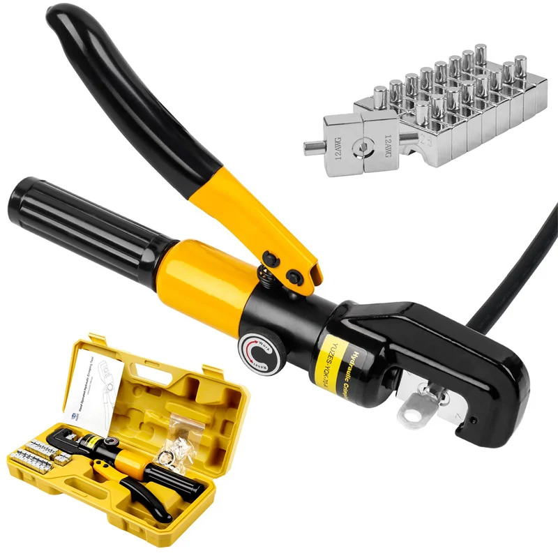 Hikity Hydraulisches Crimpwerkzeug 10T Hydraulischer Kabelschuh-Crimper Hydraulisches Handwerkzeug Elektrisches Kabel- und Drahtwerkzeug-Set – Detail 8