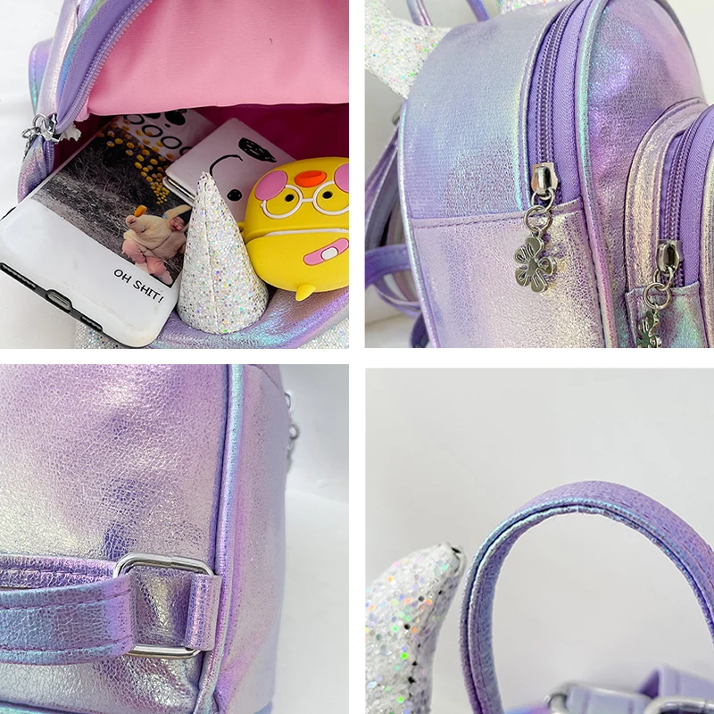 Mochila escolar con lentejuelas para niños, bolsa de libros con diseño de unicornio bonito, transparente, para guardería