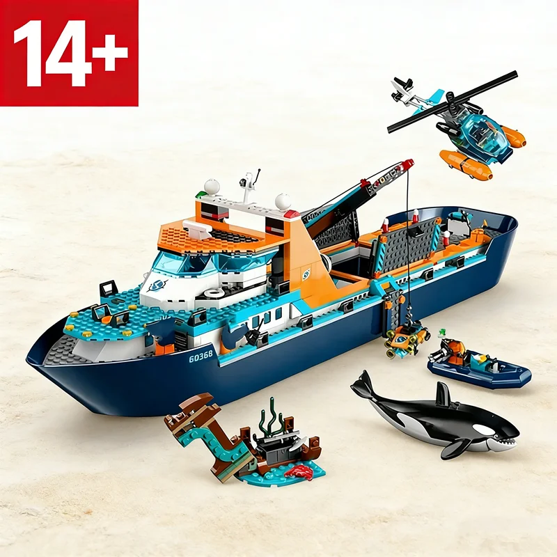 

815pcs Hot Toy Deep Sea Exploration Vessel Marine Research 60368 Arctic Research Ship Building Block Toy Birthday Christmas Gift
