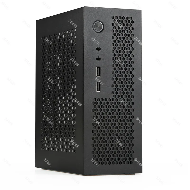 Sktc a09 black full-tower desktop pc case with half-height graphics card support, itx motherboard compatibility, dc adapter