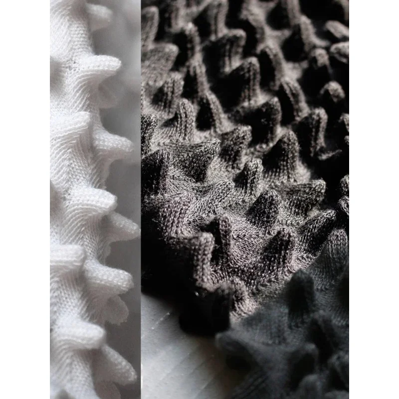 Original three-dimensional texture knitted black and white clothing fabric handmade DIY bag designer fabric