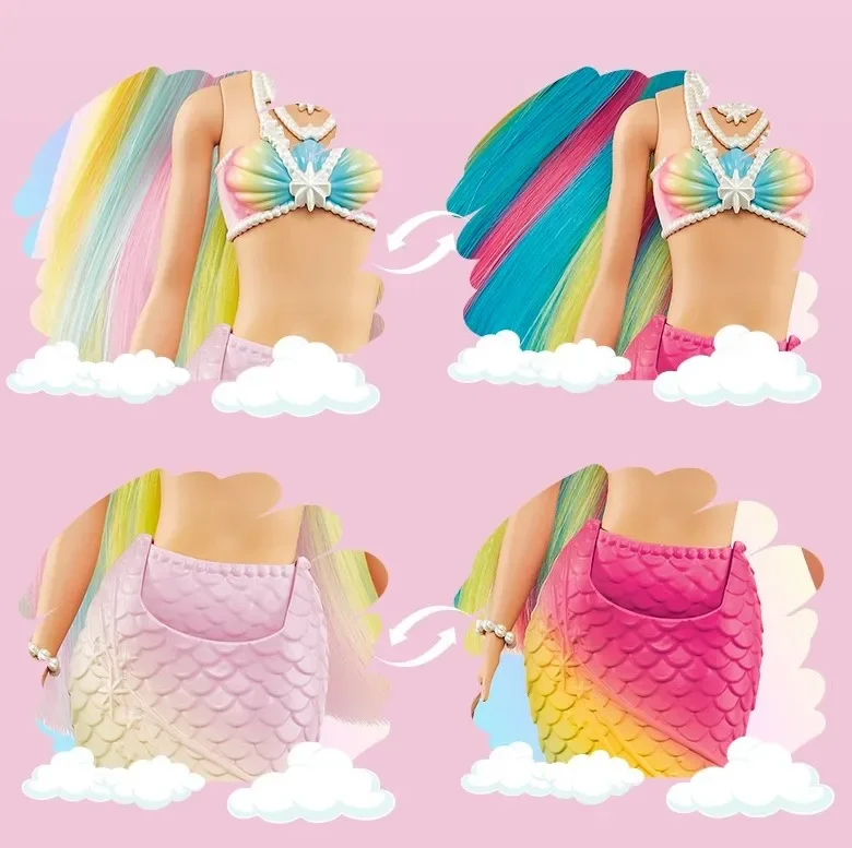 Muñeca Barbie Dreamtopia para niñas, Juguete de princesa Barbie, cambio de temperatura, sirena, Original, cuento de hadas