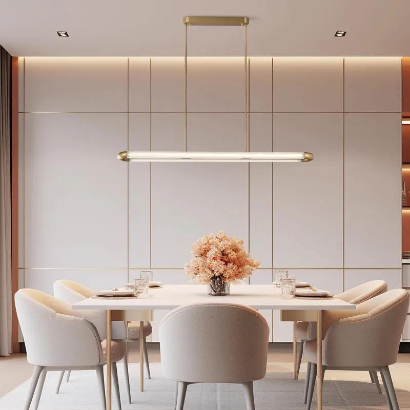 Italian minimalist personalized long dining pendant light, modern designer, conference room, office, study room, LED light