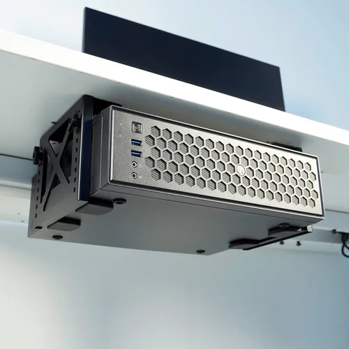 Imagen 2 del producto Monzlteck Soporte de montaje ajustable para PC o NAS debajo del escritorio, Compatible con NAS,CPU,UPS, Torre de escritorio de factor de forma pequeña