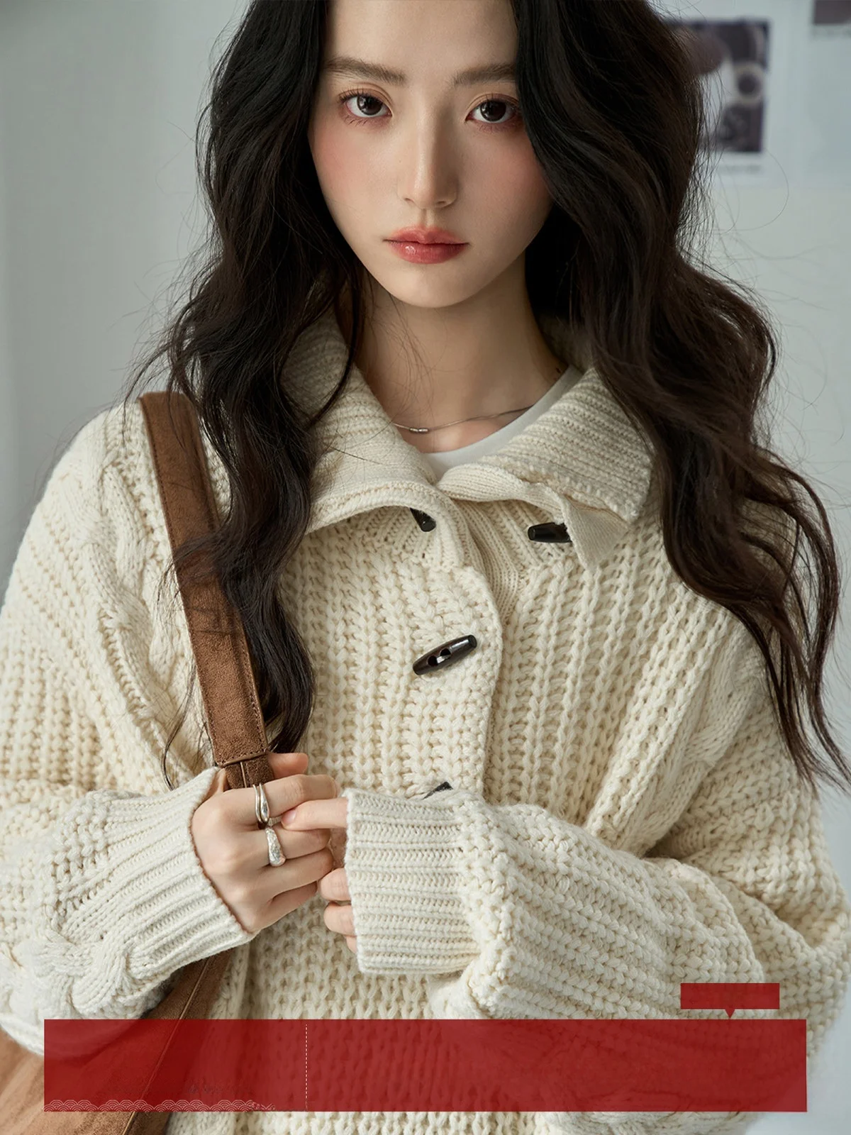 

MoZao Women's Knitted Sweater Thiened Loose Fit Autumn Winter Collar Long Sve Thermal Pure Color Casual Outerwear