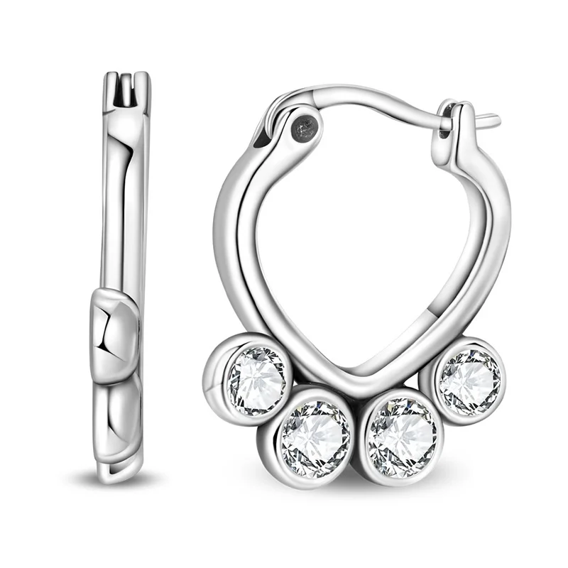 925 Sterling Silver Claw Hoop Earrings Sparkling CZ Zircon Earrings For Women Fine Birthday Anniversary Jewelry Gifts