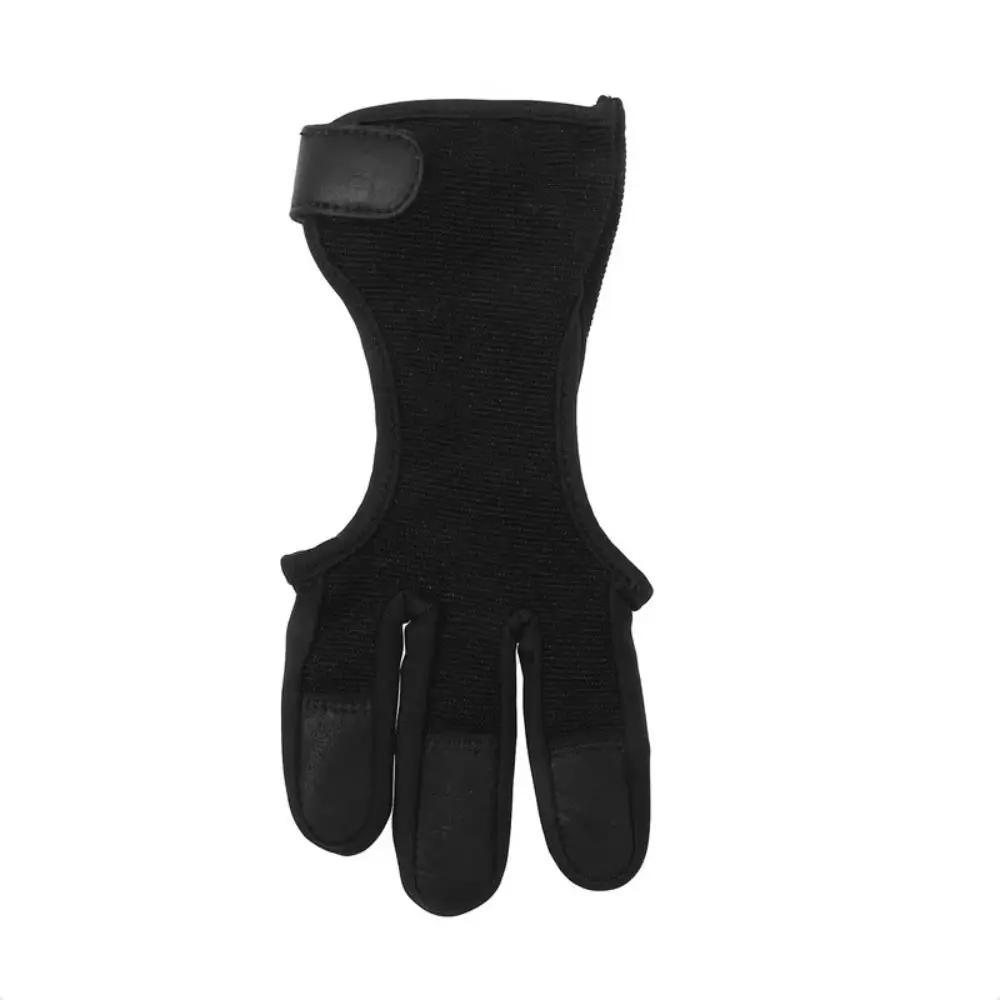 Non-Slip Three-Finger Gloves Leather Fingertip Adjustable Shooting Protective Gloves Professional Breathable Shooting Hand Guard