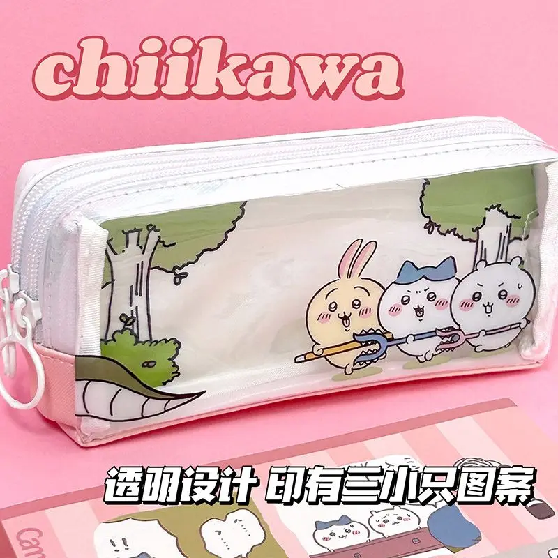 Süßes Cartoon-Chiikawa-Federmäppchen Hachiware Transparentes Federmäppchen Usagi Schüler-Schreibwaren-Tasche, hübsches Geschenk für Mädchen, Spielzeug