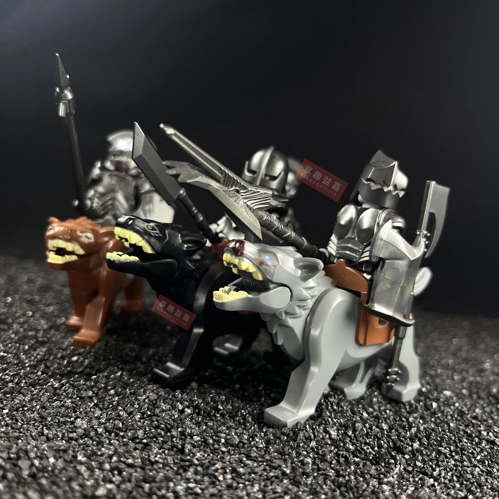 Medieval orc  cavalry Knights Warrior Wolf Cavalry Building Blocks mini action figures Assemble Bricks Children toys Gifts