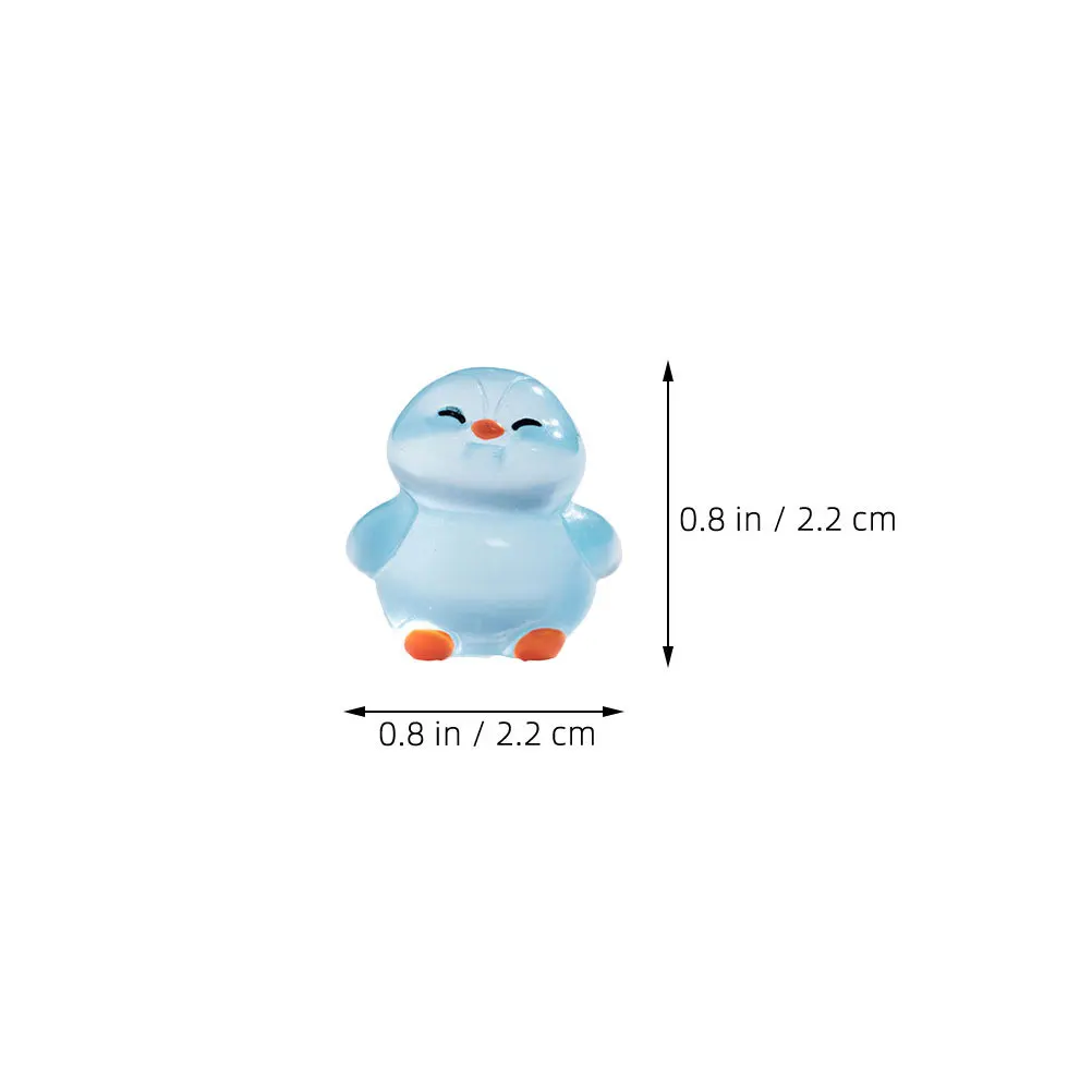 12Pcs Luminous Mini Penguin Resin Figures Glow in Dark Marine Ornaments for Home Decor Small Penguin Figurine