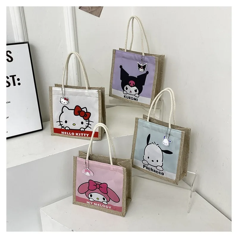 

Kawaii Hello Kitty Storage Bag Anime Versatile Women Accessories Handheld Items Kuromi My Melody Pochacco Girl Gift Wholesale