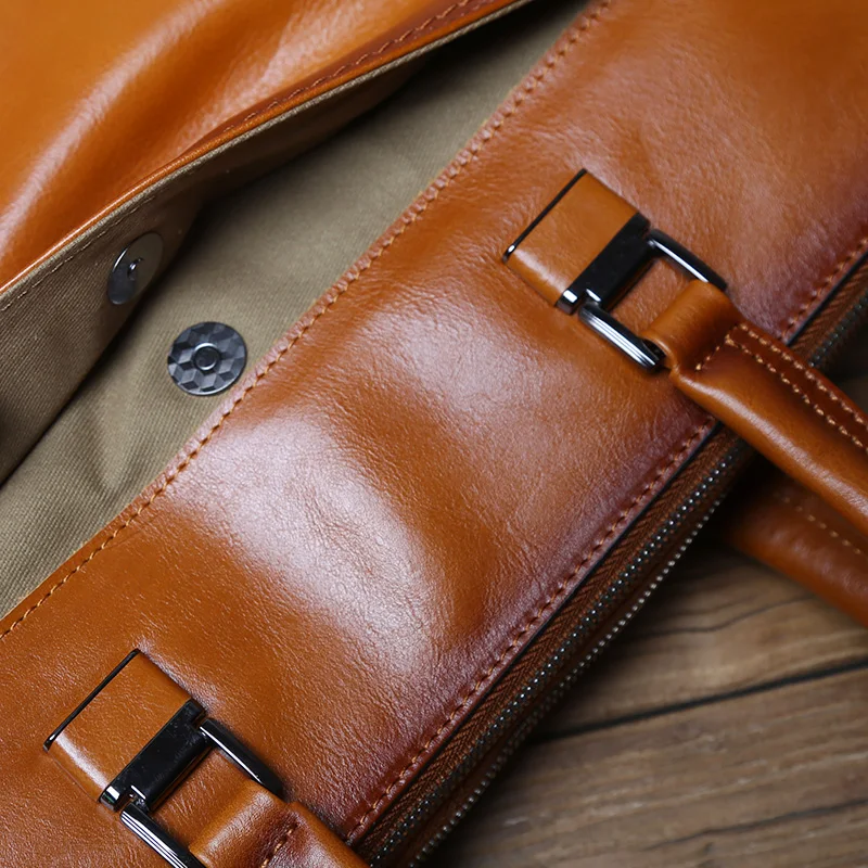 Nzpj Vintage Echt leder Herren Aktentasche natürliche Rindsleder horizontale Handtasche Business Umhängetasche lässige Computer tasche – Detail 14