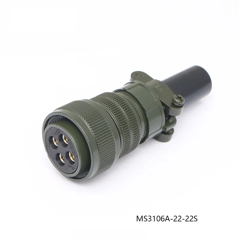 Conector do servo motor da tomada da aviação, padrão militar dos E.U., MS3106A, 22-22S, MS3102A, 22-22P, MS5015, Pin 4-core 4, MS3100A, MS3101A