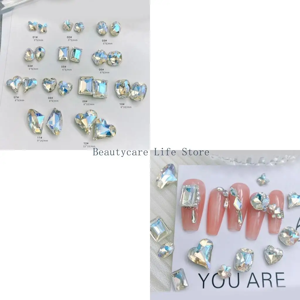 

652C 10 Pcs Square Rhinestones Charms Heart Charms Butterfly Art Charm