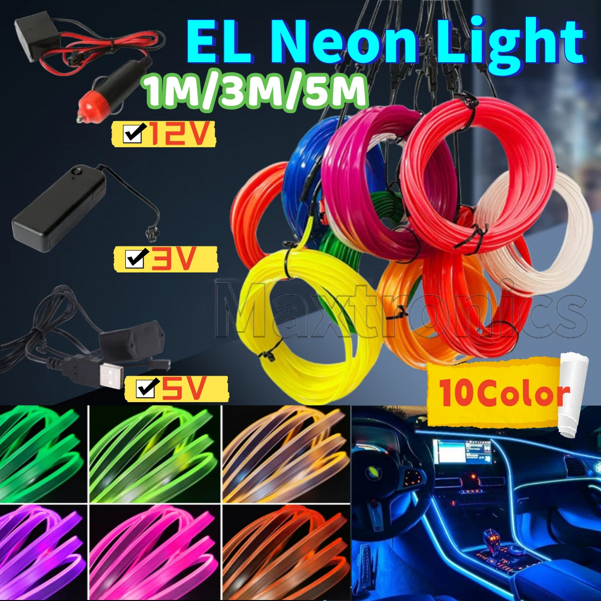 1-5 متر متعدد الألوان 10 اللون مرنة ضوء النيون Led EL سلك الرقص ل جو الحفلات إضاءة زينة سلسلة سيارة المنزل Led قطاع أضواء