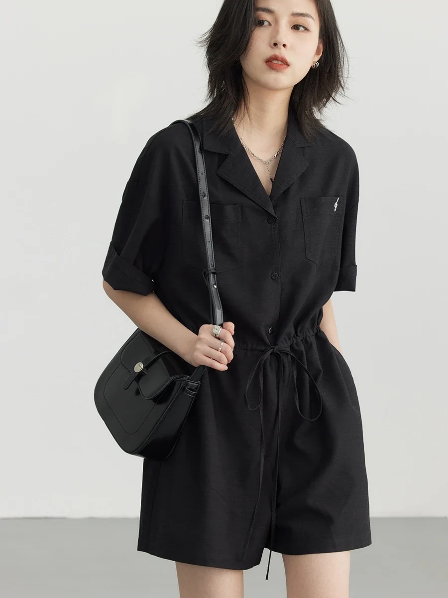 CHIC VEN Damen-Overall, koreanischer Kordelzug, lässig, weites Bein, Shorts, neue Strampler, weibliche Playsuits, Sommer 2023, für Mädchenkleidung