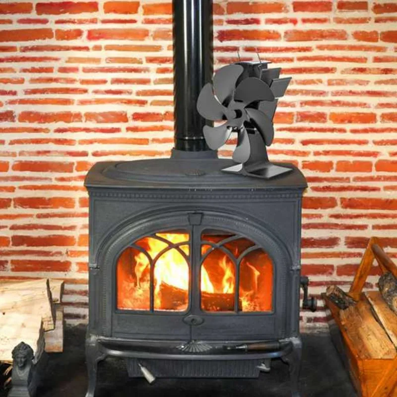 6 Blade Fireplace Fan Thermodynamic Fireplace Fan Heat Fan for Winter Warmth Outdoor Warming Tools Winter Warmth Essentials