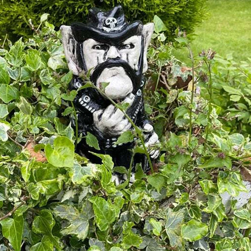 Lemmy-escultura de icono de roca, decoración artesanal de resina, adorno de jardín enano, dedo vaquero, gnomos de césped para patio al aire libre