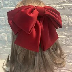 High Quality Barrette Bow Hair Clip Fashion Simple Solid Satin Spring Clip Hair Pin Elegant Retro Headband Girls Hair Accessorie