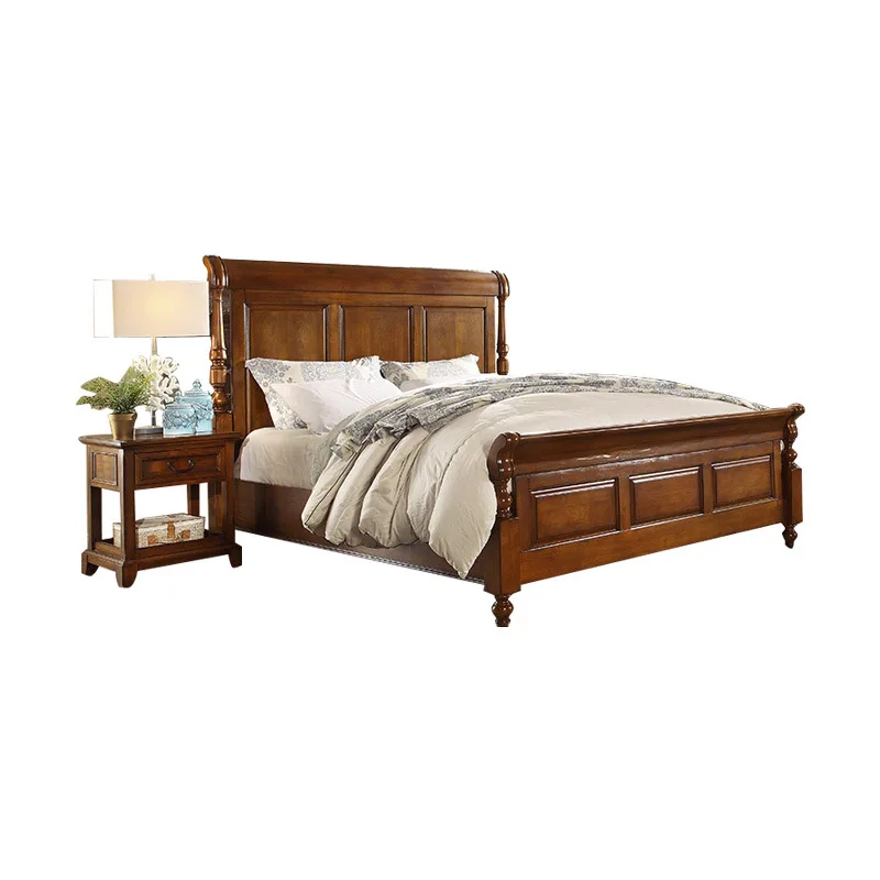 

Simple American solid wood sled master bedroom double bed retro