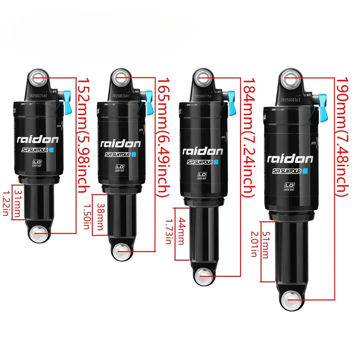 New SR SUNTOUR Bicycle Rear Shock MTB Mountain Bike Air Rear Shock 152/165/184/190mm XC Air Suspension Absorber