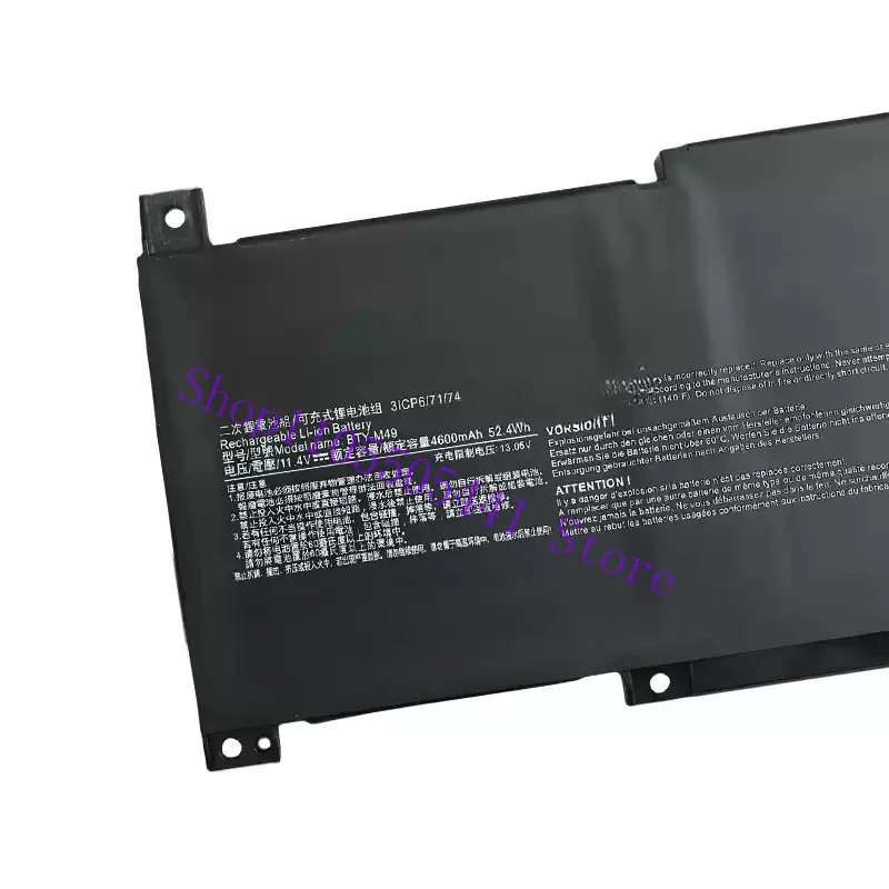 BTY-M49 Laptop Battery For MSI Prestige 14   Hands-On B4MW B10M MS-155  11.4V/52.4Wh/4600mAh