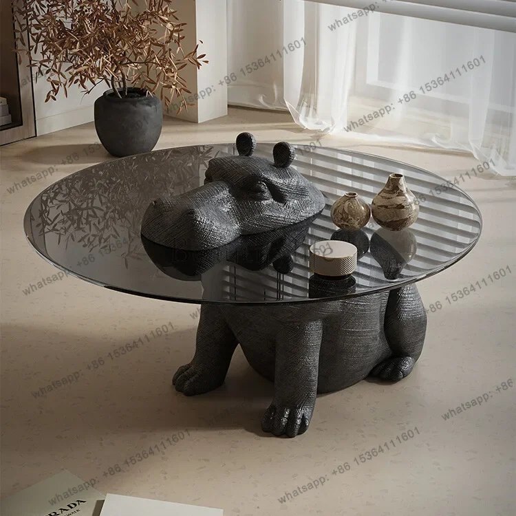 56Personalized and creative hippo coffee table Italian minimalist living room household tempered glass small coffee table