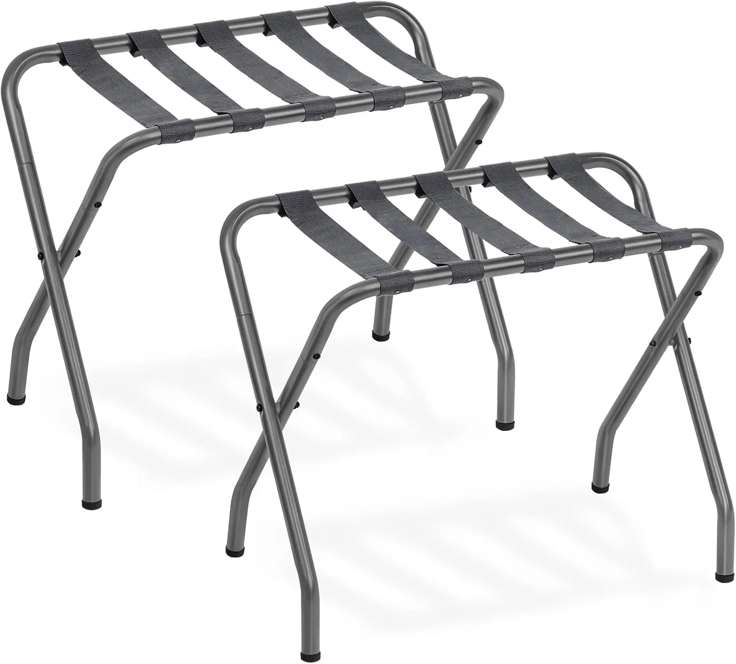 Luggage Rack, Metal Foldable Suitcase Stand for Guest Room, Steel Frame, Nylon Straps, Hotel, Bedroom, Closet