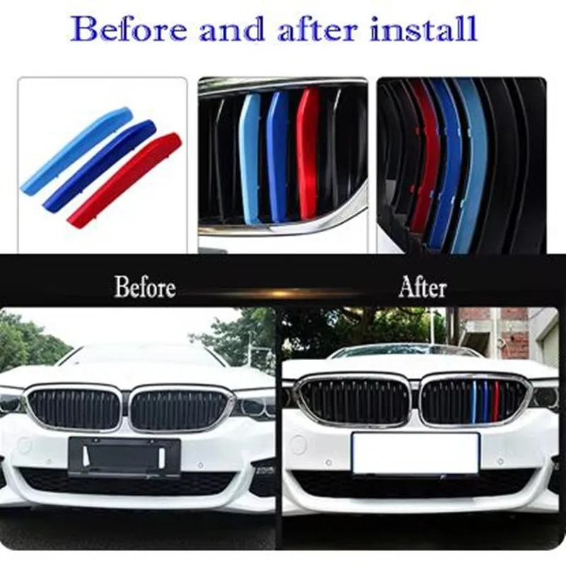 3PCS M Performance Car Racing Grille Strip Trim Clip For BMW 5 Series 5  E60 E61 F10 F11 F18 F07 G30 G38 G31 2004-2020 2014