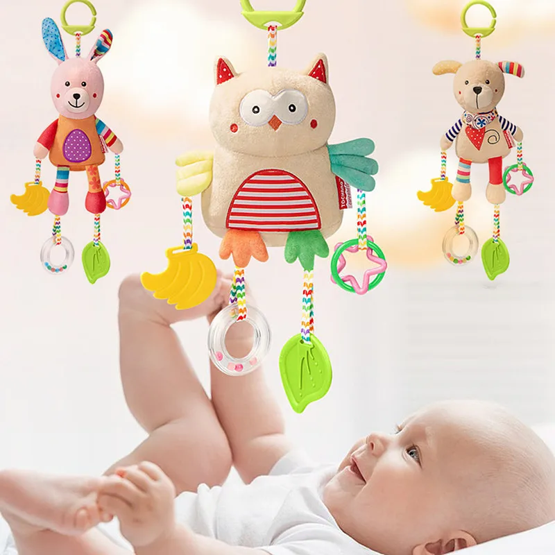 Baby mobile toys toddler Soft Stroller Hanging Infant Toys Cute Appease Plush Doll Crib Hanging Newborn Baby Rattles WithTeether