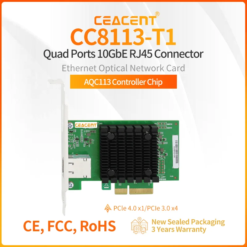 

Чипсет Marvell AQC113 CEACENT CC8113-T1 Однопортовый сетевой адаптер 10G RJ45