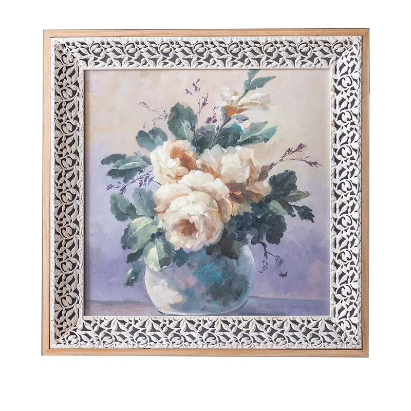 French Romantic Retro Hand Painted Handcrafted Painting Decoration Flower Distressed Wall Hangings Oil Painting