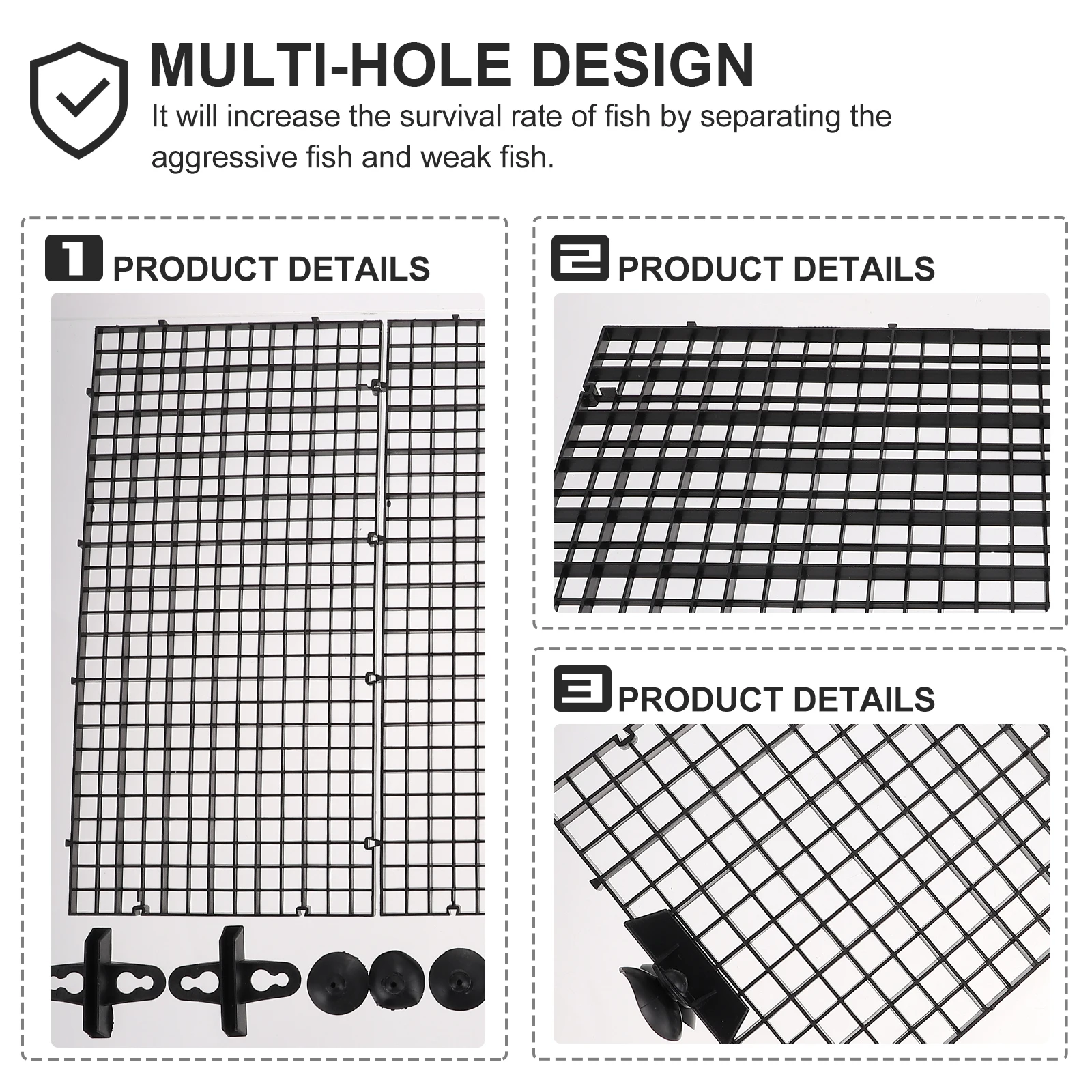 

3 Pieces 30x15cm Fish Tank Isolation Board Aquarium Divider Breeding Mesh Cover Plate 10 Cups for Supplies