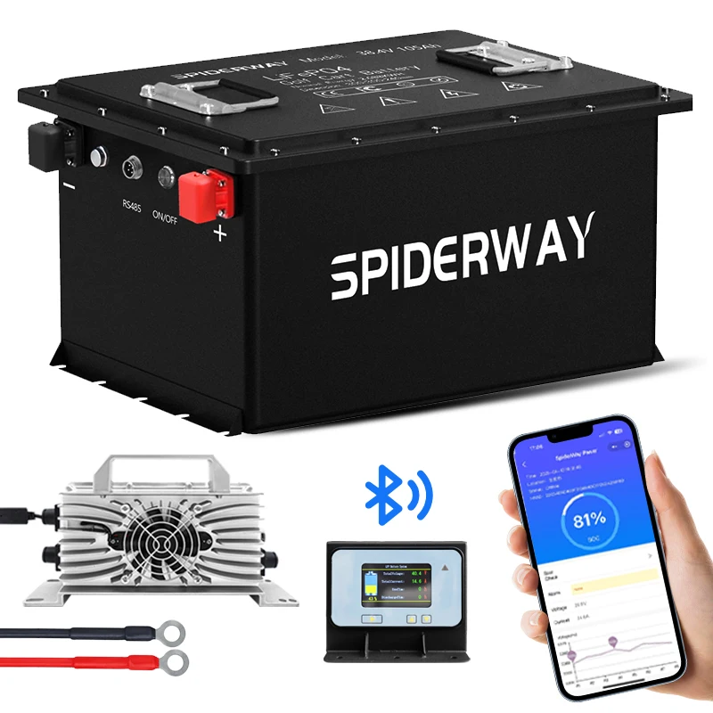 36V 105Ah LiFePO4 Lithium Battery for Golf Cart Sloar Marine Off-Grid W/Fast Charger