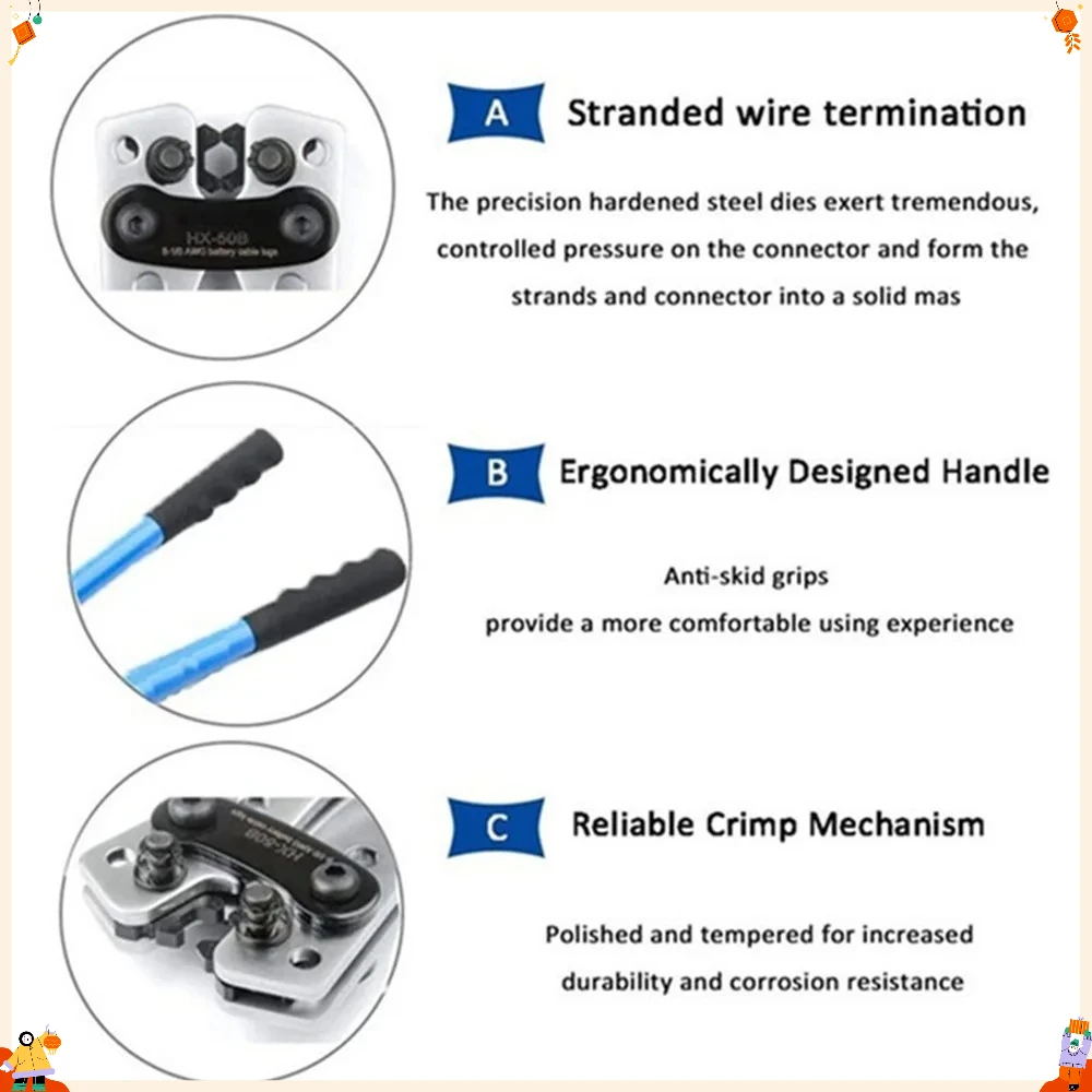 HX-50B 1/60/100Pcs Portable Cable Crimping Tool Professional Terminals Crimper Plier Handle Cutter Tools - view 4