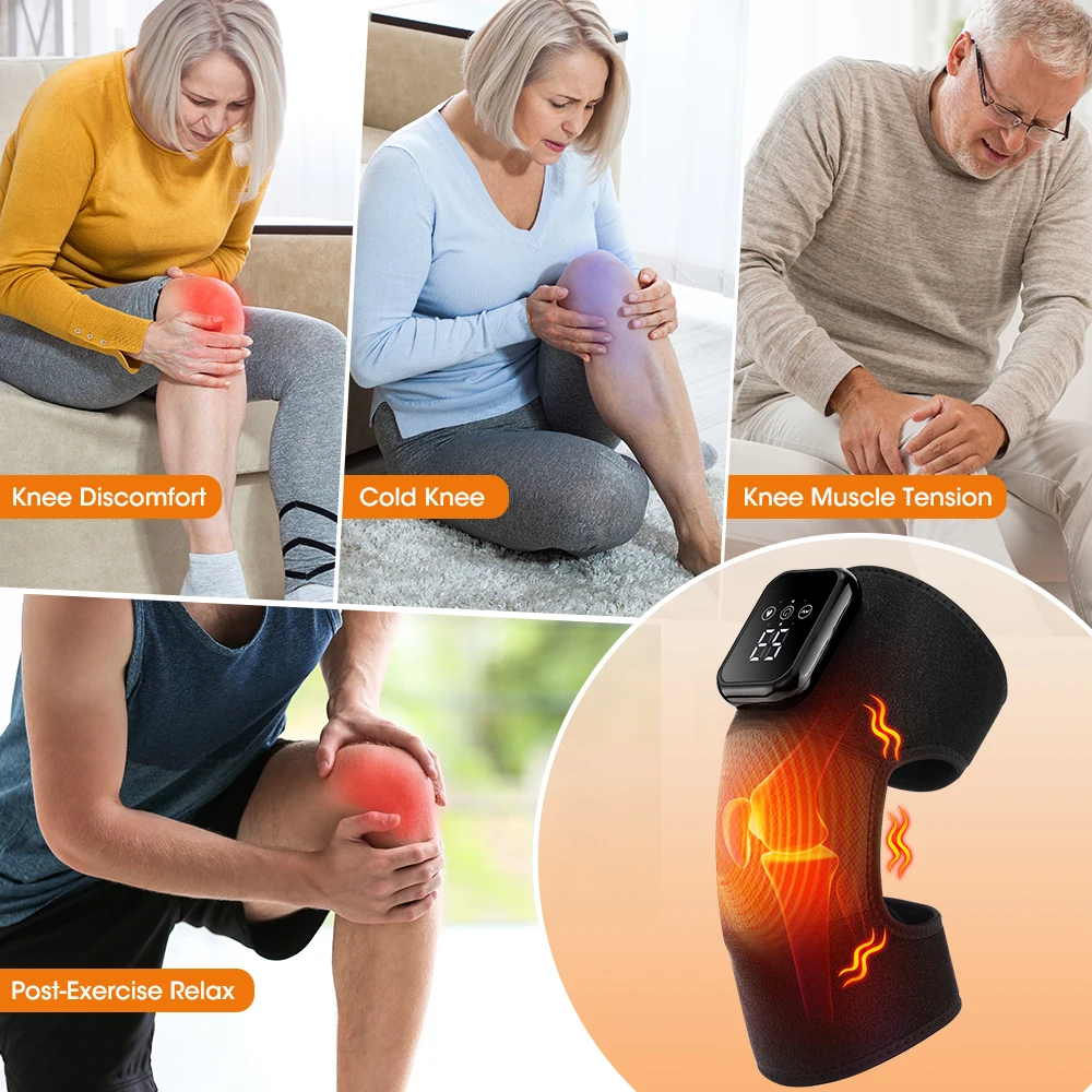 Electric Knee Heating Pads Multifunctional Heated Shoulder Elbow Knee Pad Portable 6 Gear Hot Compress Knee Brace USB Charging