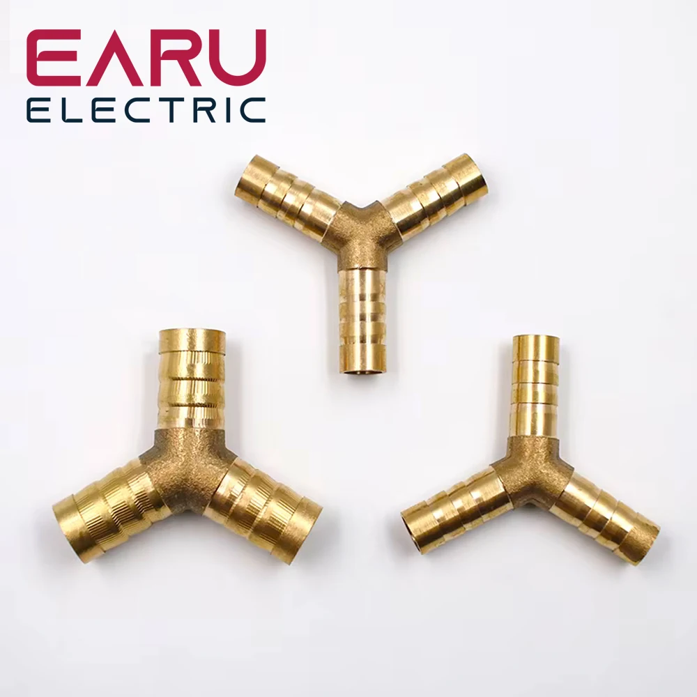 6-12mm BRASS Y type Hose Joiner Piece 3 WAY Fuel Water Air Pipe TEE CONNECTOR Pneumatic Connect Plug Socket for Air Gas Oil