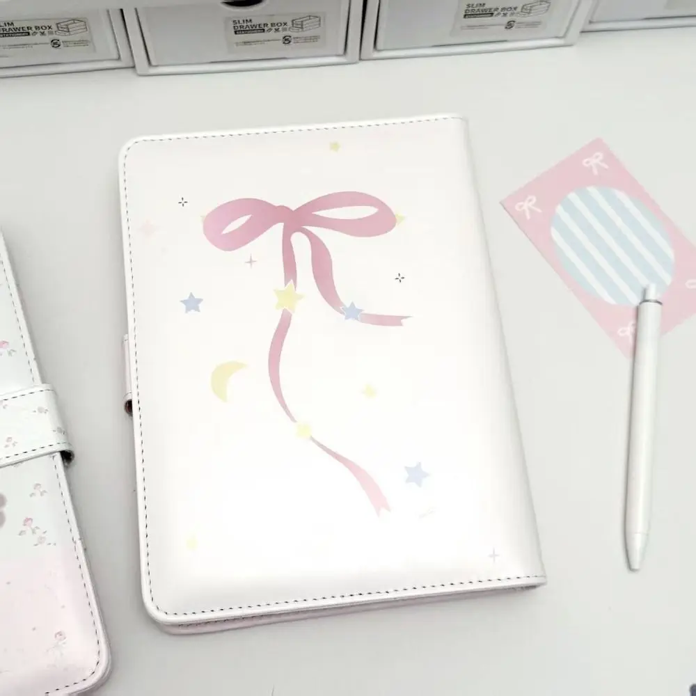1pc PU Photo Card Binder A5 Bow Star Patterns 3-inch Photocard Holder Loose-leaf Storage Booklet for  & Idol Cards